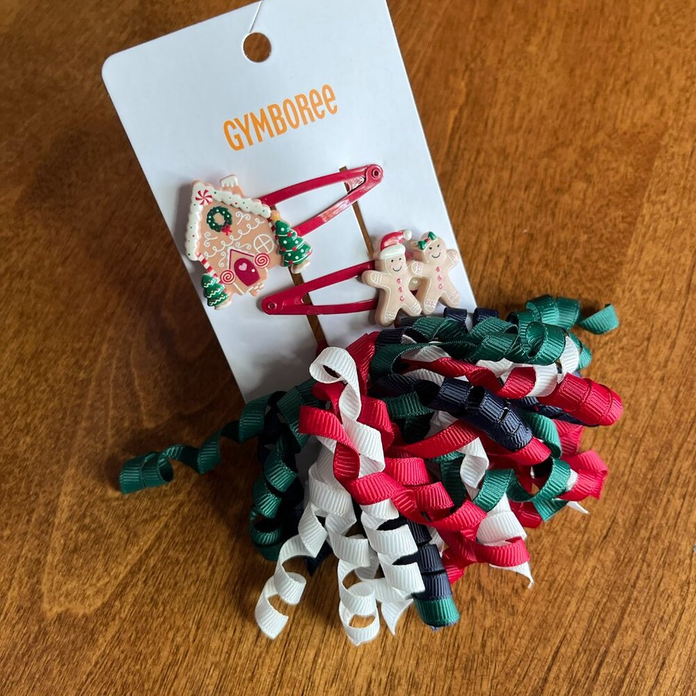 Gymboree gingerbread hair set NWT
